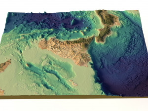3D relief of the island of Sicily without water C4D FBX OBJ STL 3Dモデル