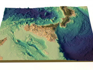 3D relief of the island of Sicily without water C4D FBX OBJ STL 3D Model