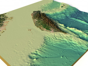 Taiwan 3D relief without water C4D OBJ STL Model 3D