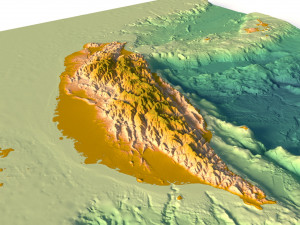 Taiwan 3D relief without water C4D OBJ STL Model 3D