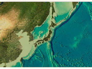 Relieve 3D de Jap&oacute;n sin agua C4D OBJ STL Modelo 3D