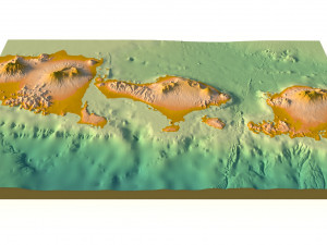 Bali 3D relief without water C4D OBJ STL 3D Модель
