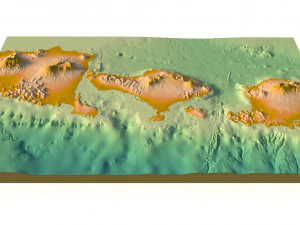 Bali 3D relief without water C4D OBJ STL 3D Model