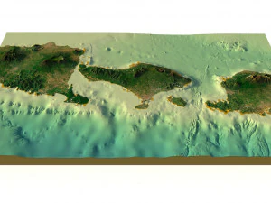 Bali 3D relief without water C4D OBJ STL 3D Model