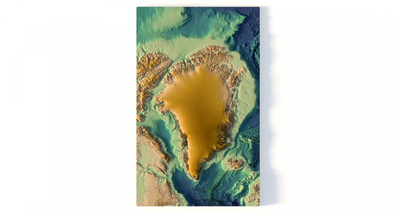 Greenland without water 3D relief C4D STL 3D Model .c4d .max .obj .3ds .fbx .stl .blend 