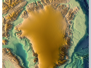 Greenland without water 3D relief C4D STL 3D 모델