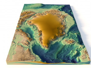 Greenland without water 3D relief C4D STL 3D 모델