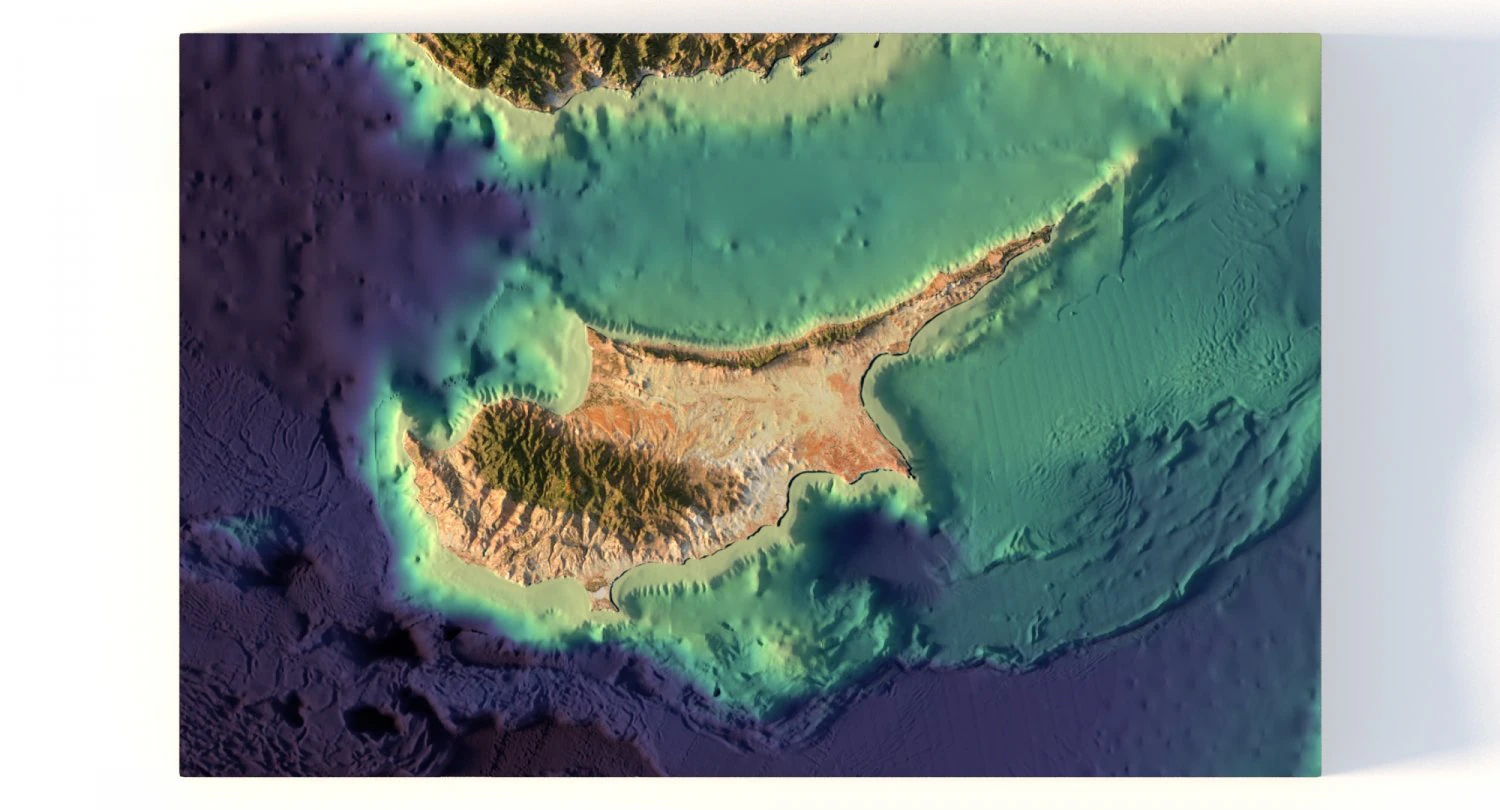 Cyprus relief without water C4D STL 3D Model .c4d .max .obj .3ds .fbx .stl .blend 
