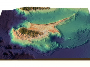Cyprus relief without water C4D STL Modèle 3D