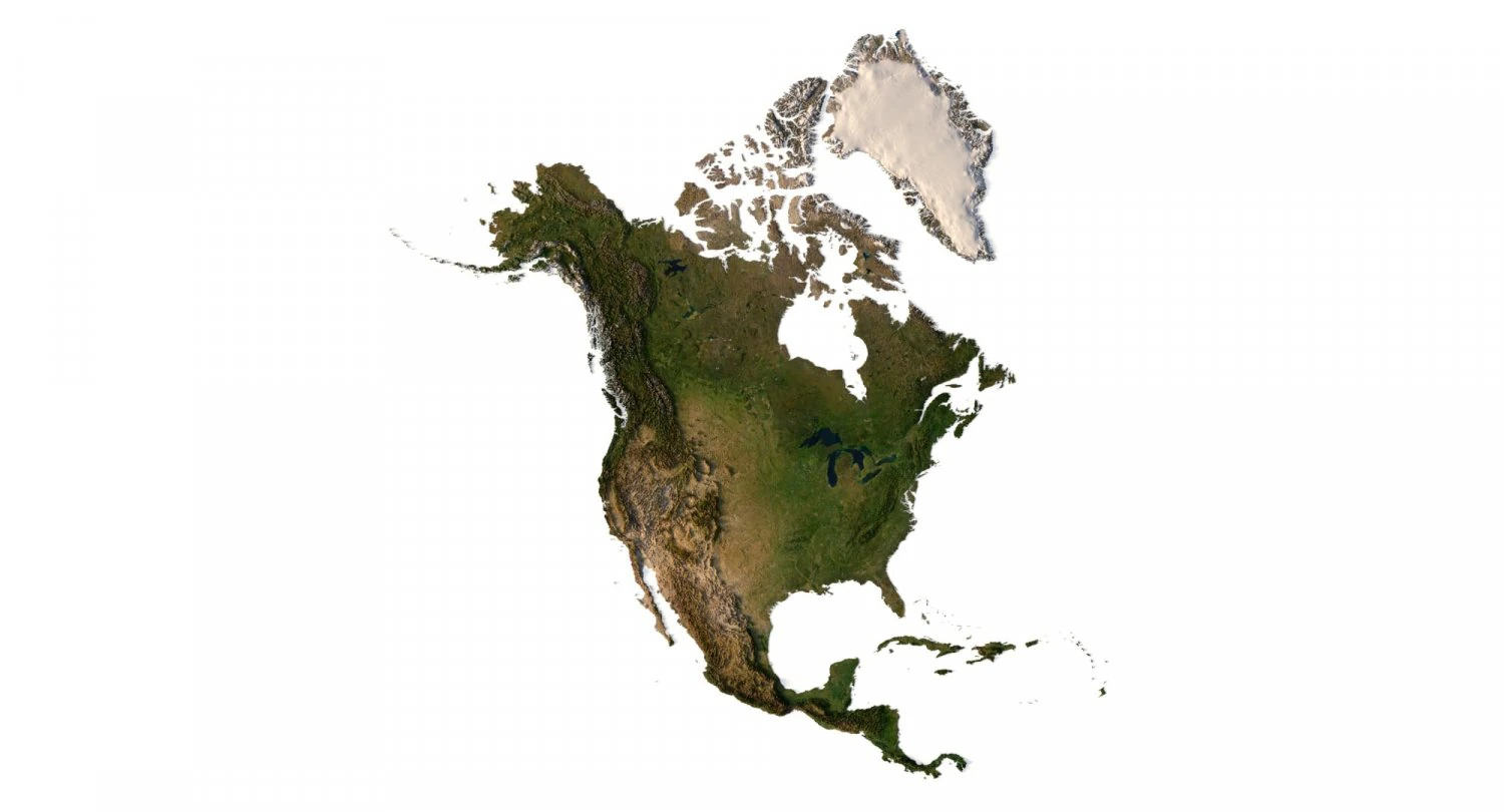 Mapa 3D de Am&eacute;rica del Norte Modelo 3D .c4d .max .obj .3ds .fbx .stl .blend 