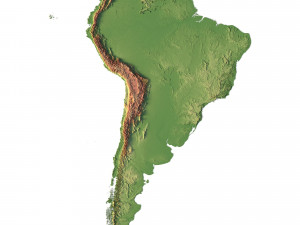3D map of South America 3Dモデル