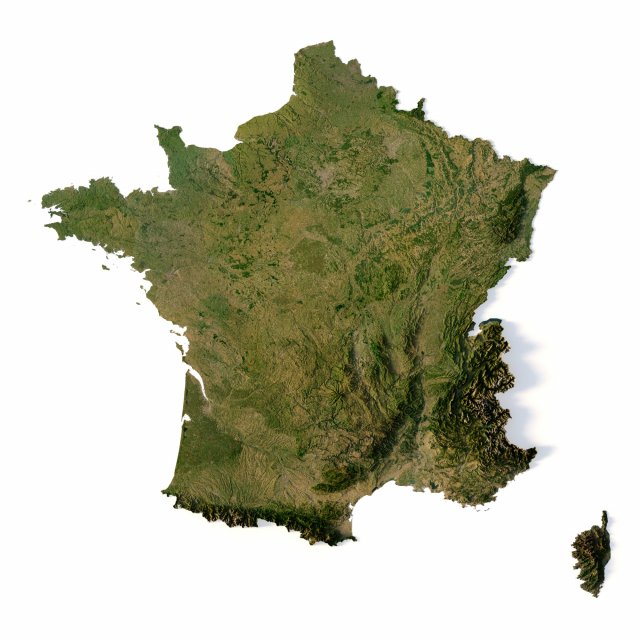 Relief map of France Modelo 3D .c4d .max .obj .3ds .fbx .stl .blend 
