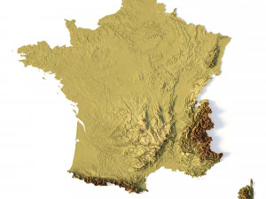 Mapa en relieve de Francia Modelo 3D