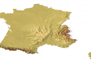 Mapa en relieve de Francia Modelo 3D