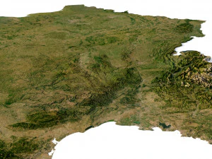 Mapa en relieve de Francia Modelo 3D
