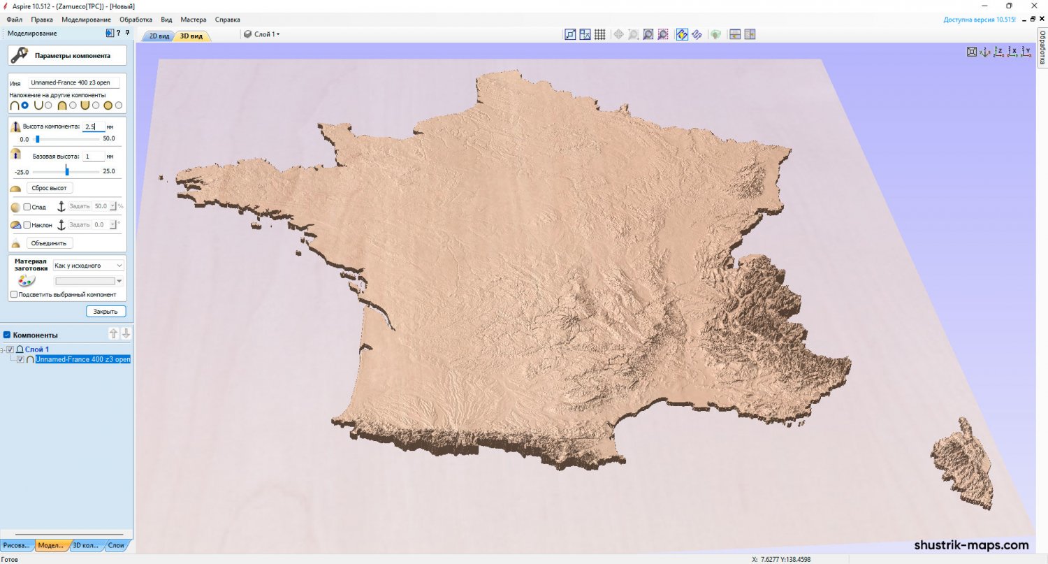 France 3D Carte modèle 3D $19 - .max .fbx .obj - Free3D