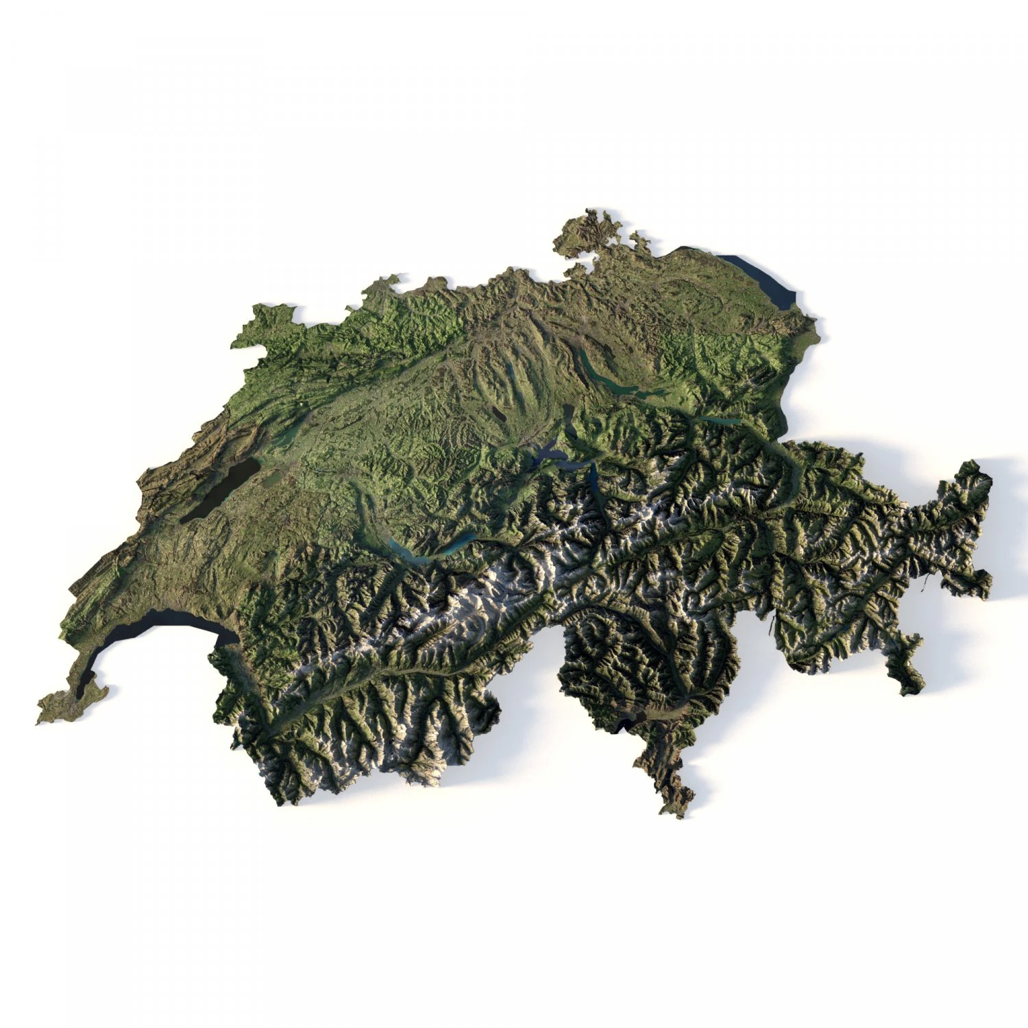 Mapa em relevo 3D da Su&iacute;&ccedil;a Modelo 3D .c4d .max .obj .3ds .fbx .stl .blend 