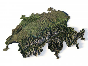 3D Relief map of Switzerland 3D Model
