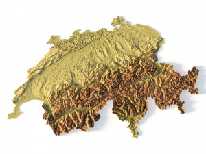 3D Relief map of Switzerland 3D 모델