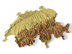 Mapa em relevo 3D da Su&iacute;&ccedil;a Modelo 3D