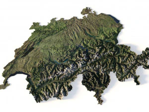 Mapa em relevo 3D da Su&iacute;&ccedil;a Modelo 3D