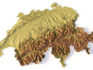 Mapa em relevo 3D da Su&iacute;&ccedil;a Modelo 3D