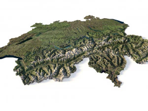 Mapa em relevo 3D da Su&iacute;&ccedil;a Modelo 3D