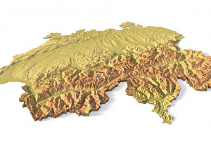 Mapa em relevo 3D da Su&iacute;&ccedil;a Modelo 3D