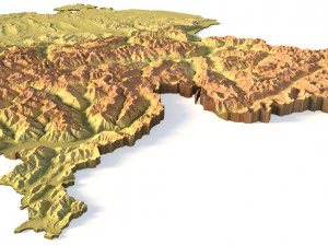 Mapa em relevo 3D da Su&iacute;&ccedil;a Modelo 3D