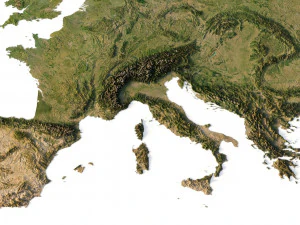 Europe Terrain C4D 3D Model