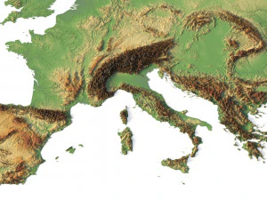 Europe Terrain C4D 3D Model