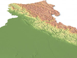 Indien-Gel&auml;nde-3D-Karte 3D Modell