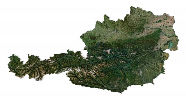 Austria Terrain 3D Map 3D Модель .c4d .max .obj .3ds .fbx .stl .blend 