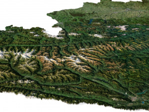 Austria Terrain 3D Map 3D Модель
