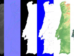 Portugal Terrain 3D Map 3D Model