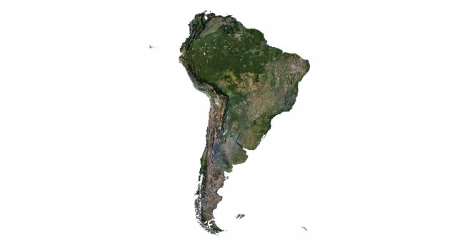 South America Terrain 3D Map 3D 模型 .c4d .max .obj .3ds .fbx .stl .blend 