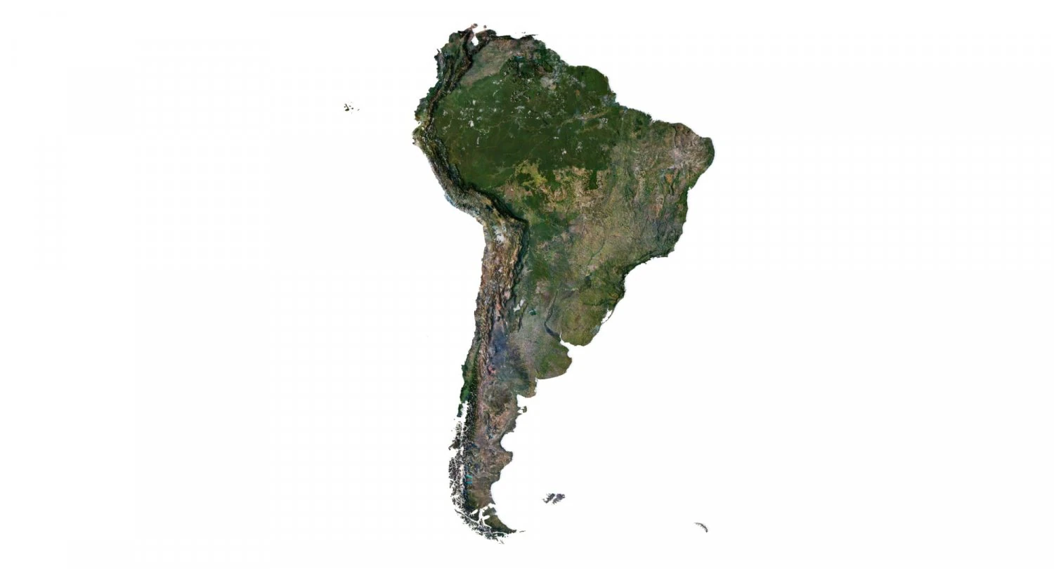 South America Terrain 3D Map 3D Model .c4d .max .obj .3ds .fbx .stl .blend 