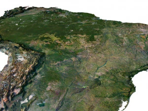 South America Terrain 3D Map 3D Model