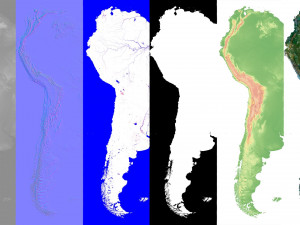 South America Terrain 3D Map 3D 模型