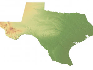 Texas State Terrain 3D Map 3D Model