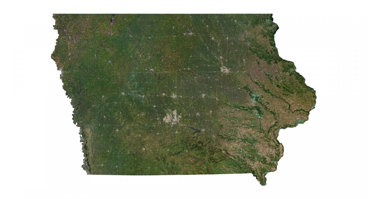 Iowa State Terrain 3D Map 3D Model .c4d .max .obj .3ds .fbx .stl .blend 
