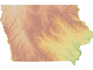 Iowa State Terrain 3D Map 3D Model