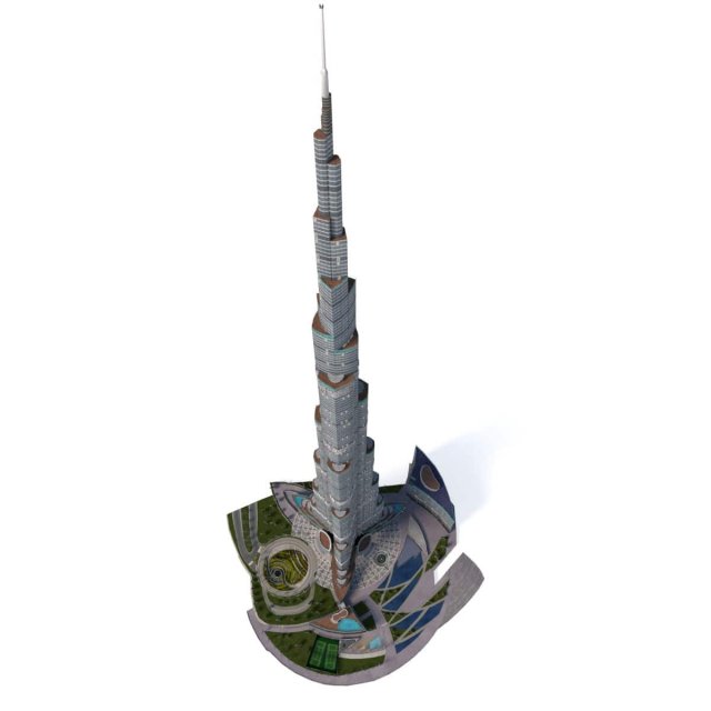 Burj Khalifa Dubai 3D Model .c4d .max .obj .3ds .fbx .stl .blend 