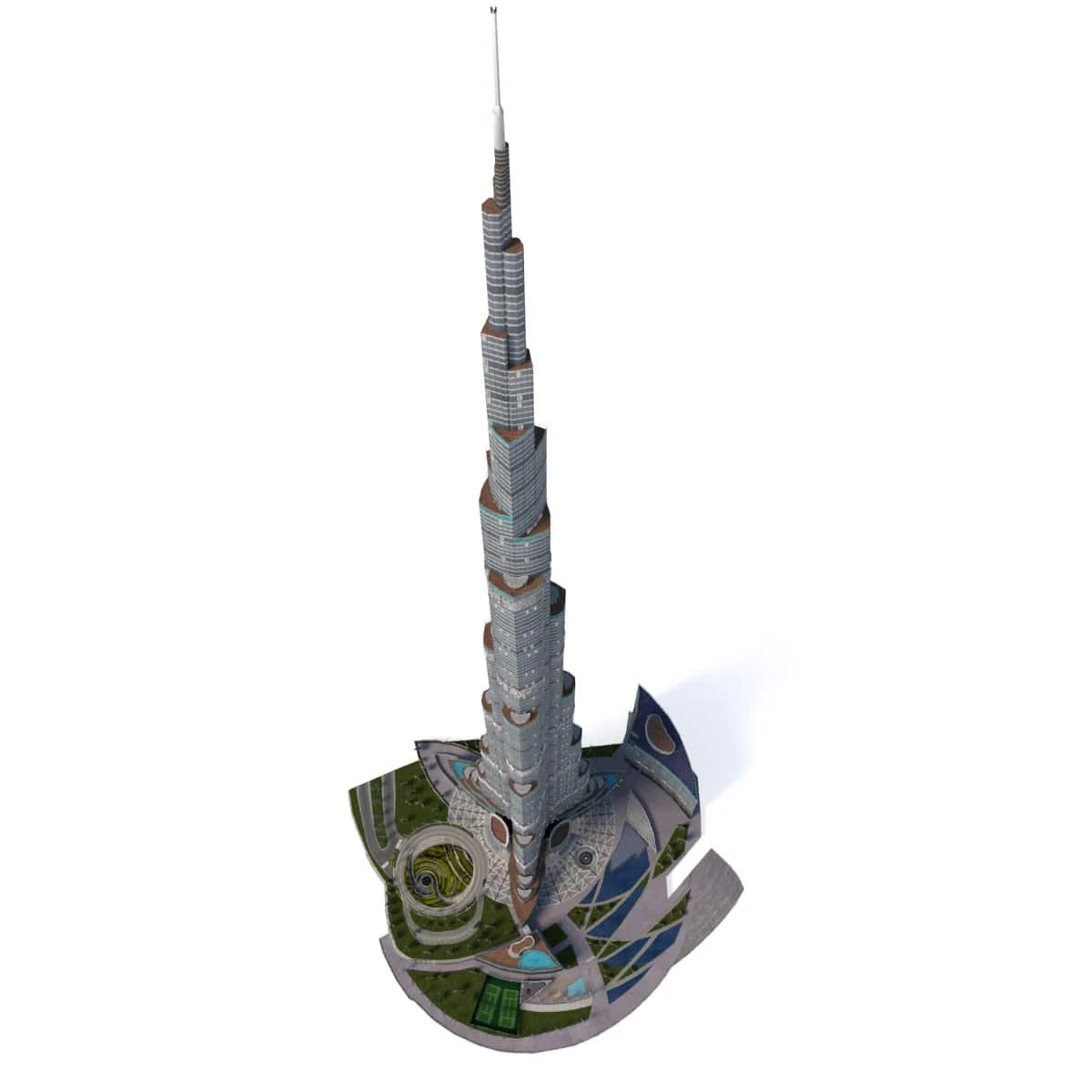Burj Khalifa Dubai 3D Model .c4d .max .obj .3ds .fbx .stl .blend