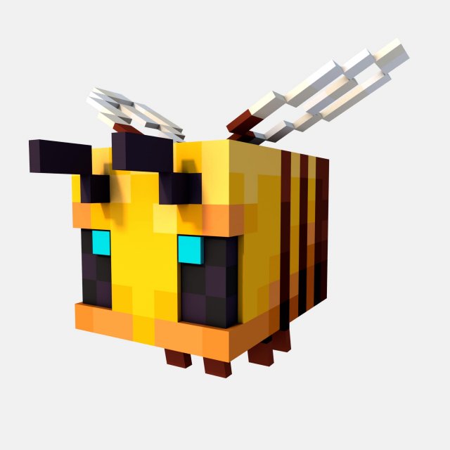 Minecraft Bee for Printing and Design 3D Модель .c4d .max .obj .3ds .fbx .stl .blend 