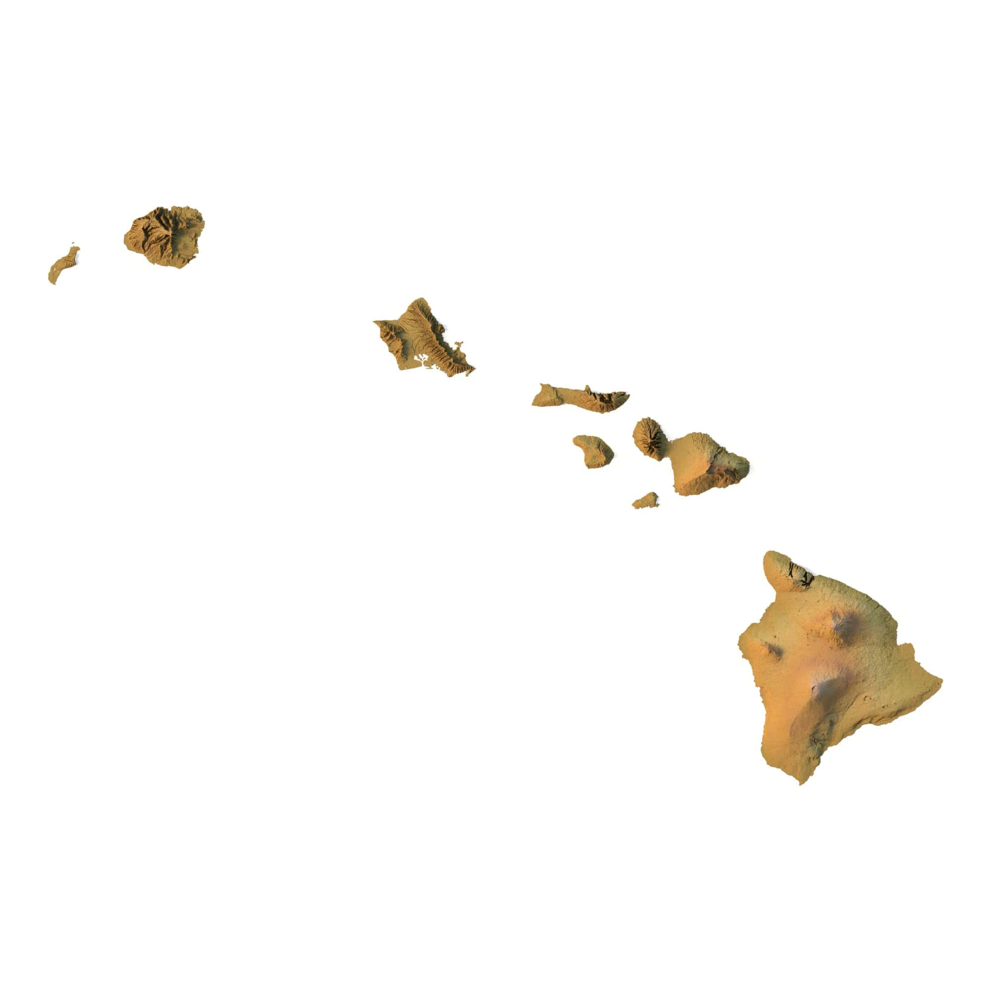 Hawaii Topographic Map STL Model 3D Print Model .c4d .max .obj .3ds .fbx .stl .blend 