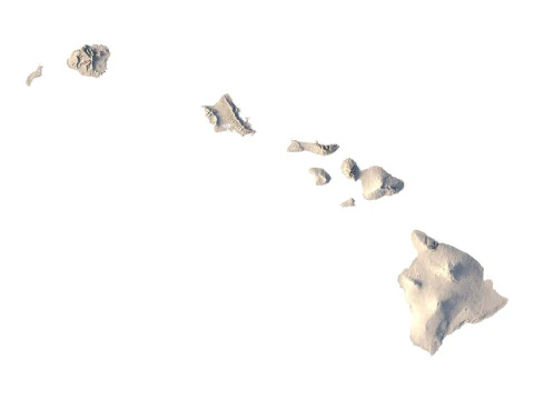 Hawaii Topographic Map STL Model 3D Print Model