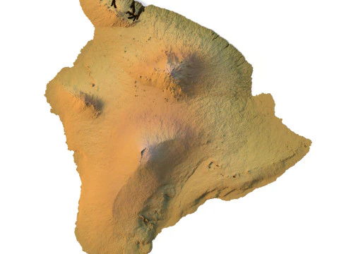 Hawaii Topographic Map STL Model 3D Print Model