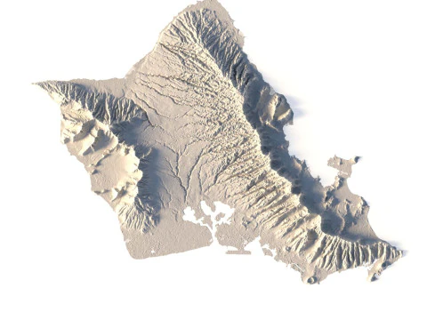 Hawaii Topographic Map STL Model 3D Print Model