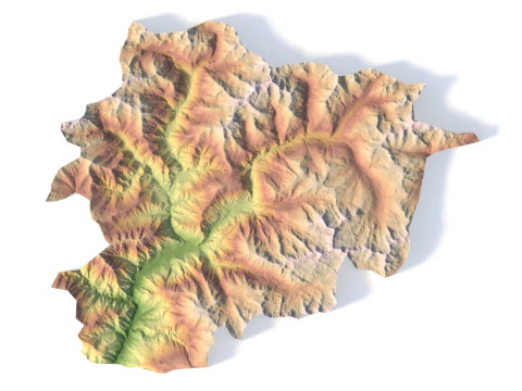 Andorra Topographic Map STL 3D Terrain Model for 3D Printing CNC Milling 3D Print Model